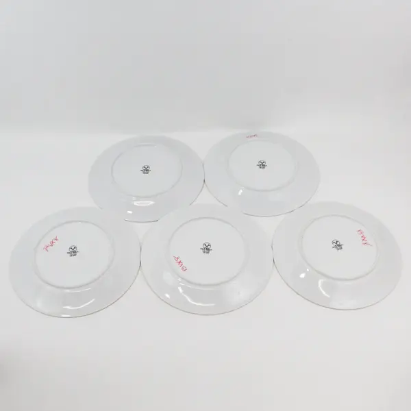 Sea Gull Fine China Christmas Tree Dinner Plates 5pc 10.5in Gold Trim