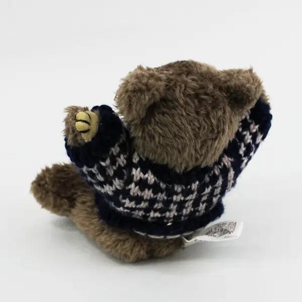Hugfun 1998 Jointed Poseable Brown Teddy Bear Plush Blue Cream Sweater, 8"