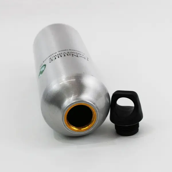 The Nature Conservancy Aluminum Water Bottle Silver Black Screw Cap 25 oz
