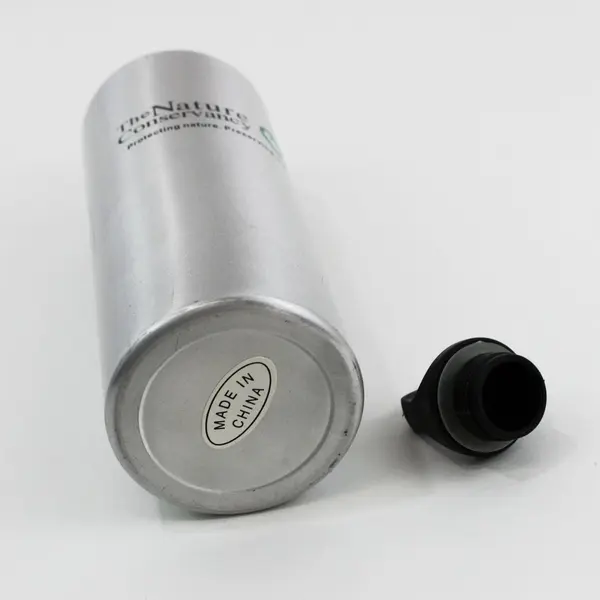 The Nature Conservancy Aluminum Water Bottle Silver Black Screw Cap 25 oz