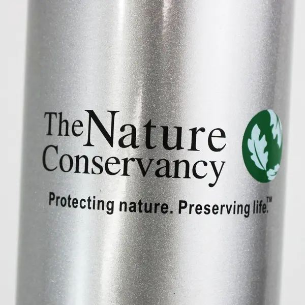 The Nature Conservancy Aluminum Water Bottle Silver Black Screw Cap 25 oz