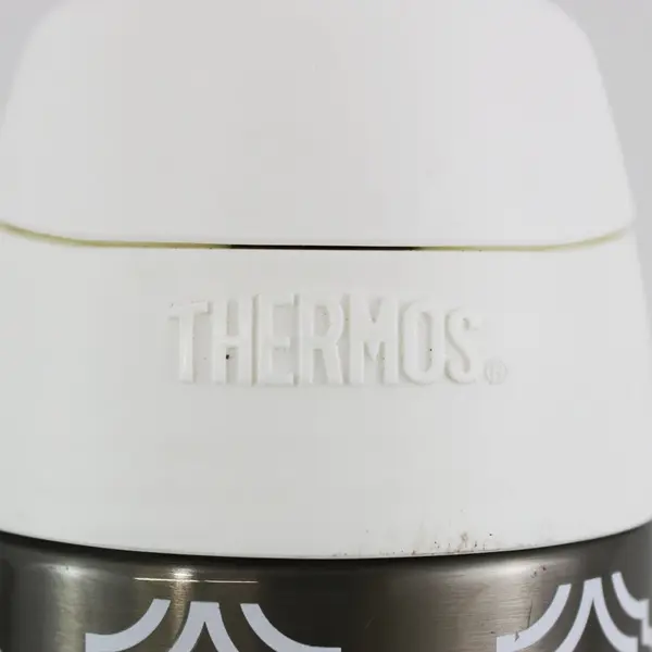 Thermos Insulated Stainless Steel Water Bottle White Geometric Pattern