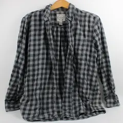 St John's Bay Men's Large Gray Black Checkered Flannel Button Down Shirt