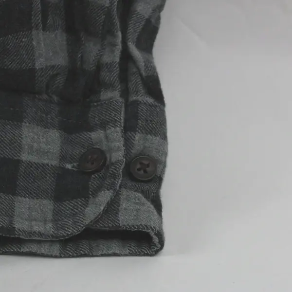 St John's Bay Men's Large Gray Black Checkered Flannel Button Down Shirt