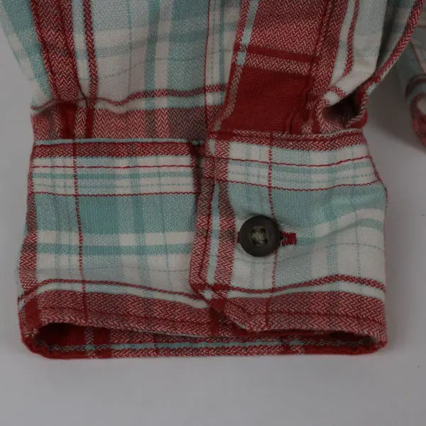 Wrangler Men's Small Red White Light Blue Plaid Western Long Sleeve Shirt
