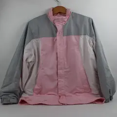 Women's Light Pink Gray Colorblock Zip-Front Jacket Medium