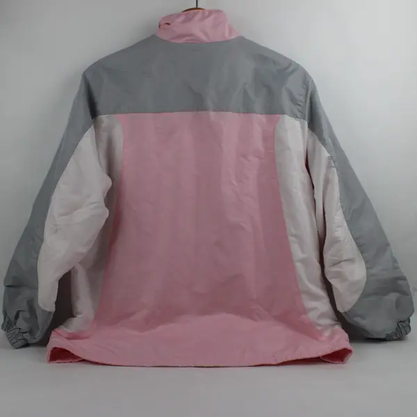 Women's Light Pink Gray Colorblock Zip-Front Jacket Medium