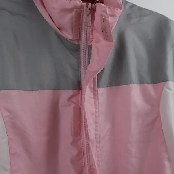 Women's Light Pink Gray Colorblock Zip-Front Jacket Medium