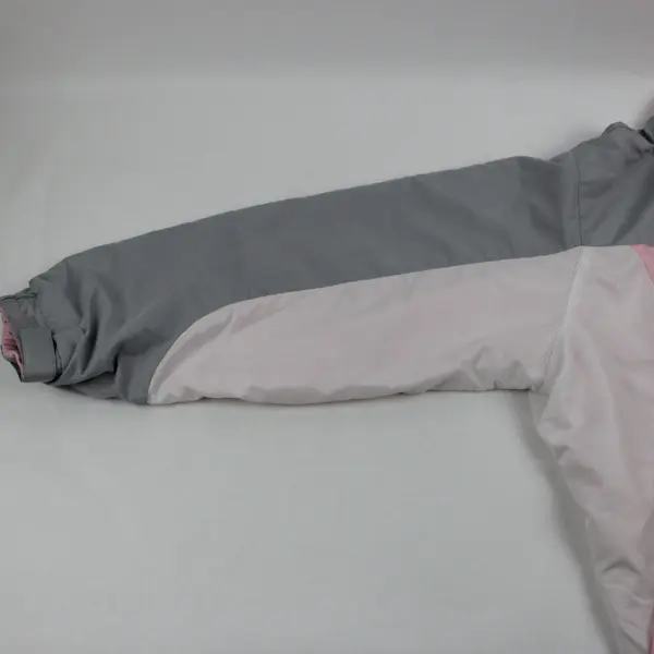 Women's Light Pink Gray Colorblock Zip-Front Jacket Medium