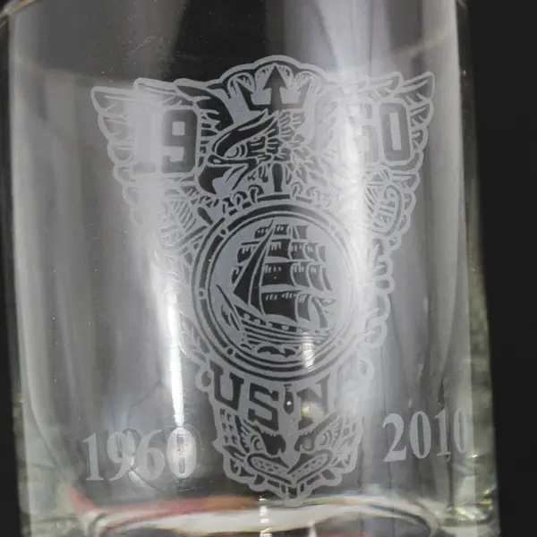 USNA 50th Anniversary 1960-2010 Commemorative Glass Gold Rim