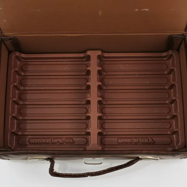 Vintage Service Mfg Brown Vinyl Cassette Case Holds 12 Tapes