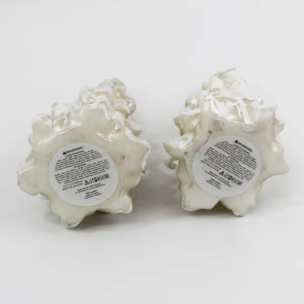 Pair Silver Pearl White Christmas Tree Candles Made in Poland 9 Inch