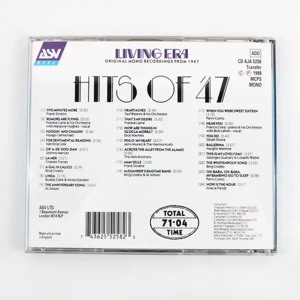 ASV Hits of '47 CD Compilation Frank Sinatra Vaughn Monroe Mills Brothers