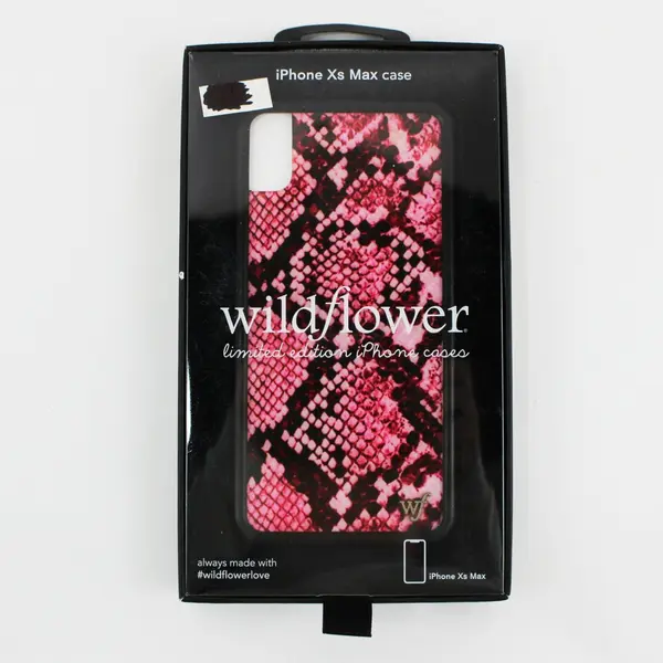 Wildflower Limited Edition iPhone XS Max Phone Case Pink Snake Skin Print