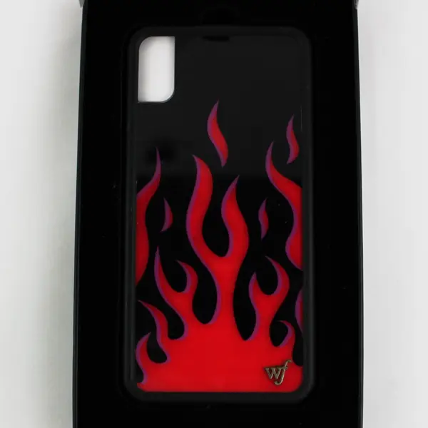 Wildflower Limited Edition iPhone XS Max Phone Case Black/Red Flames Printed