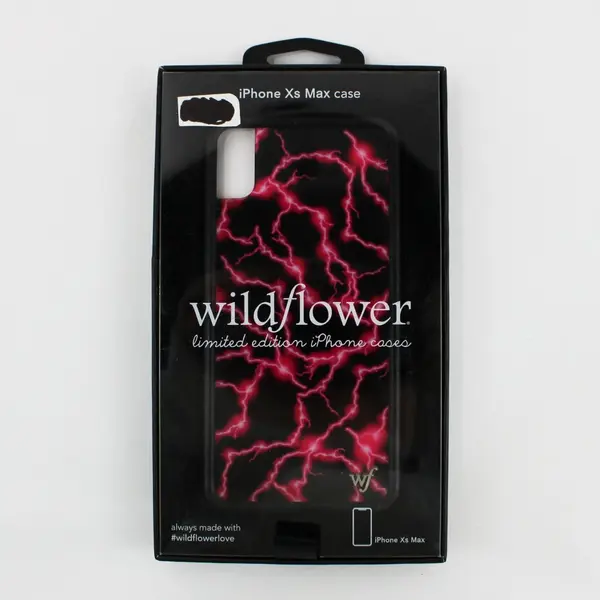 Wildflower PSNA201XM iPhone XS Max Case Neon Pink Lightning Print