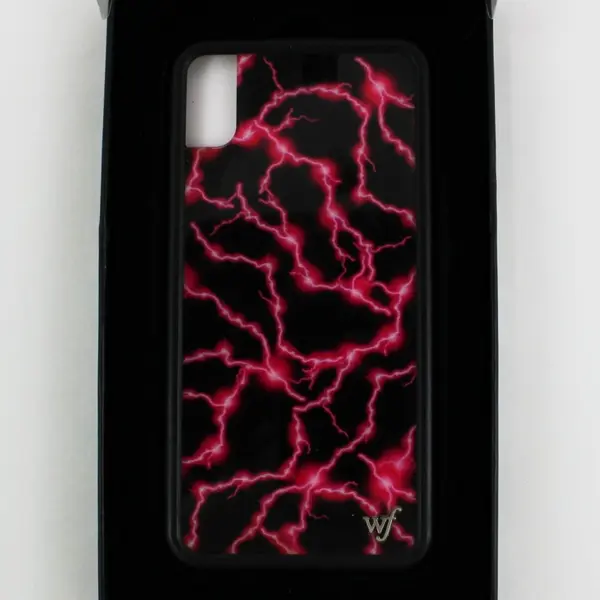 Wildflower PSNA201XM iPhone XS Max Case Neon Pink Lightning Print