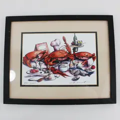 Don Nisbett Framed Clam Chowder Crab Seafood Art Print 24x18