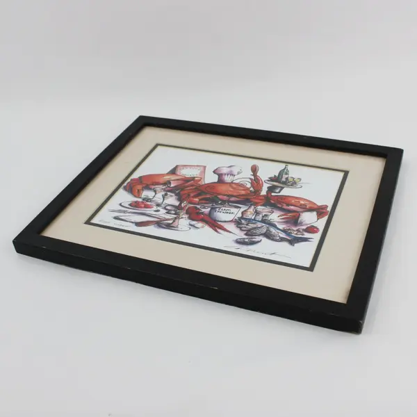 Don Nisbett Framed Clam Chowder Crab Seafood Art Print 24x18