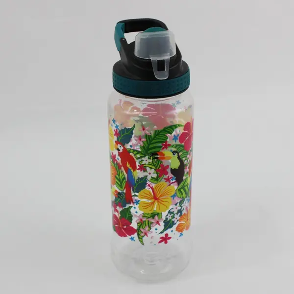 Cool Gear Tropical Floral Toucan Reusable Water Bottle Flip Top