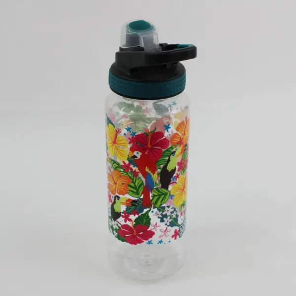 Cool Gear Tropical Floral Toucan Reusable Water Bottle Flip Top