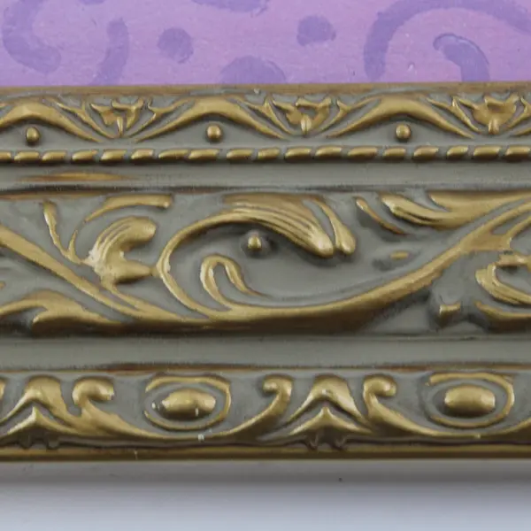 Vir Signed Framed Purple Pink Floral Art Print Ornate Distressed Gold Frame