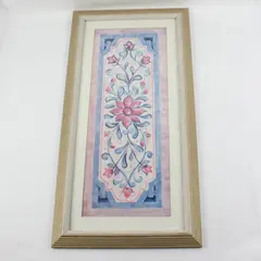 Michaels Framed Vertical Wall Art Panel Pink Blue Floral Scroll 36x12