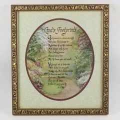 Vintage Ken Brown God's Footprints Framed Print Christian Wall Art