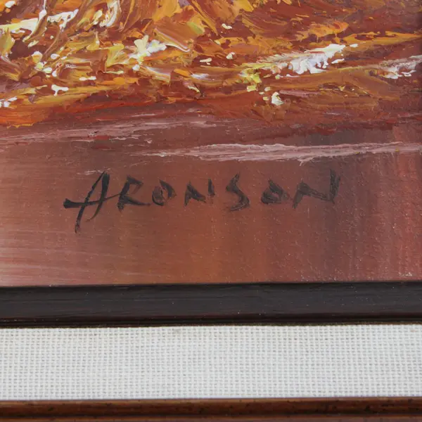 Aronson Signed Oil Painting Autumn Forest Landscape Wood Frame 24x20