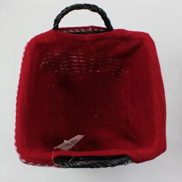 Lot of 2 Square Willow Baskets with Red Christmas Liners