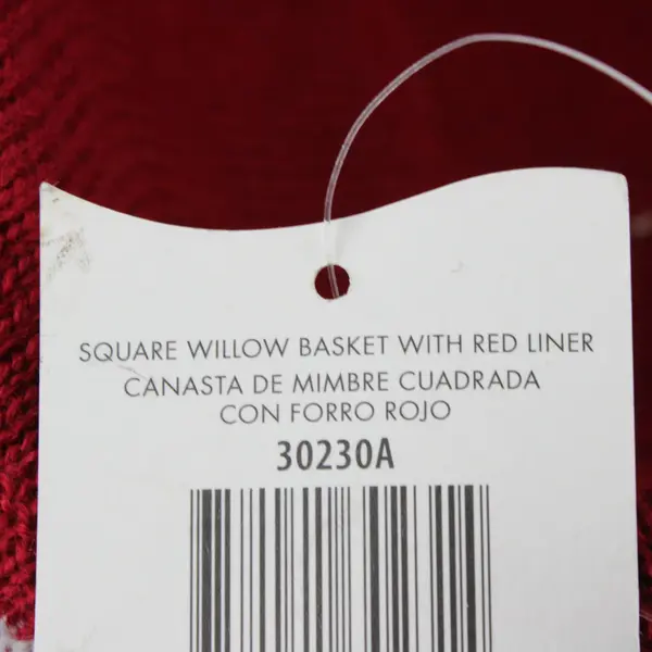 Lot of 2 Square Willow Baskets with Red Christmas Liners