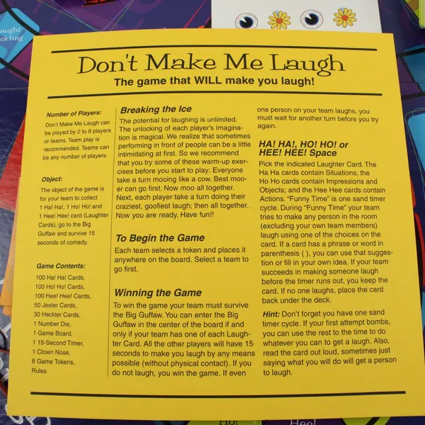 Lolo Company Don't Make Me Laugh 1996 Board Game