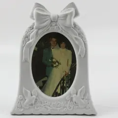 Vintage Russ White Porcelain Bell Picture Frame #9144