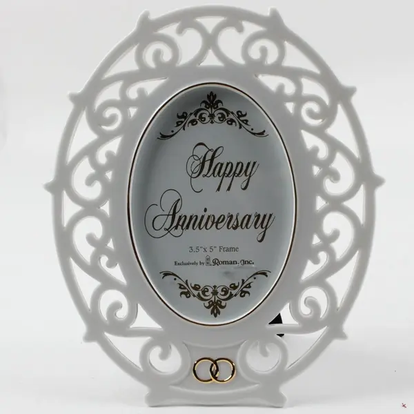 Roman Inc Happy Anniversary White & Gold Picture Frame Tabletop Decor