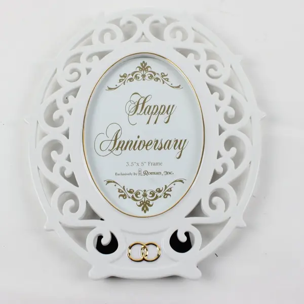 Roman Inc Happy Anniversary White & Gold Picture Frame Tabletop Decor