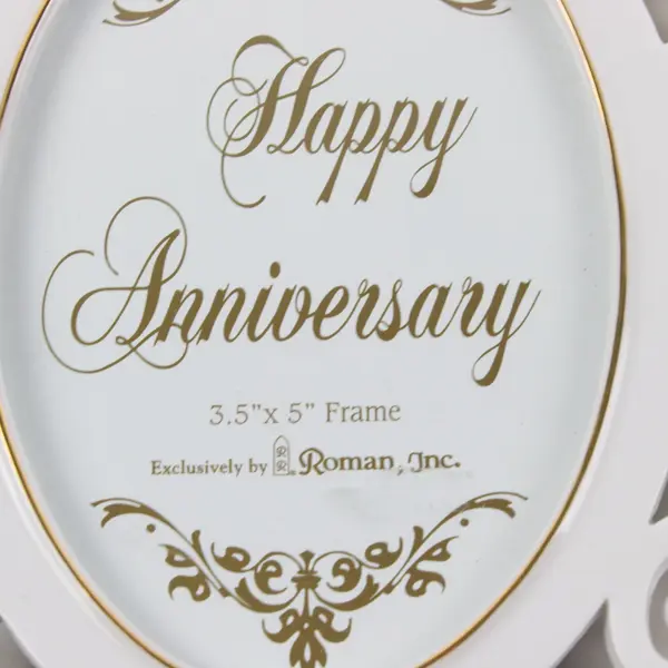 Roman Inc Happy Anniversary White & Gold Picture Frame Tabletop Decor