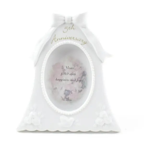 Russ White Porcelain 5th Anniversary Bell-Shaped Picture Frame 3x4 #24933