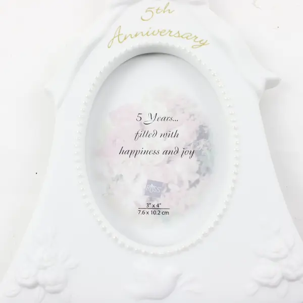 Russ White Porcelain 5th Anniversary Bell-Shaped Picture Frame 3x4 #24933
