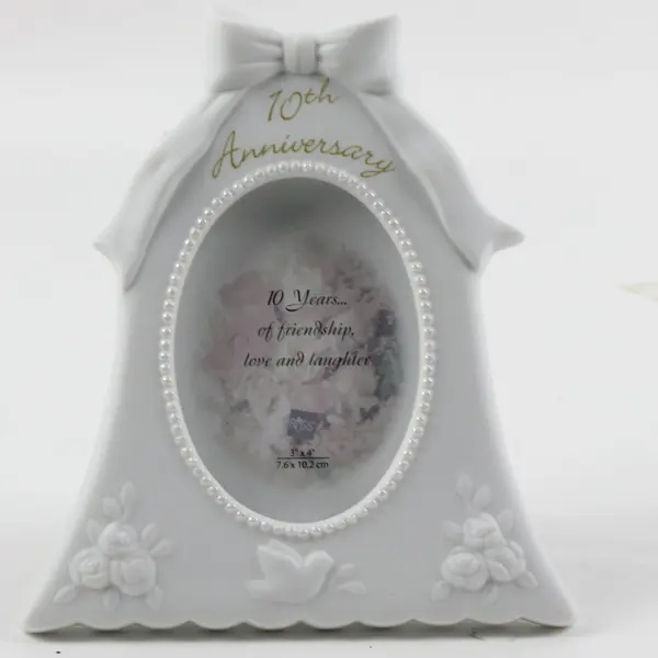 Russ White Lace & Promises Porcelain 10th Anniversary Bell Photo Frame 3x4