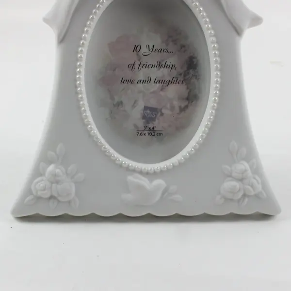 Russ White Lace & Promises Porcelain 10th Anniversary Bell Photo Frame 3x4
