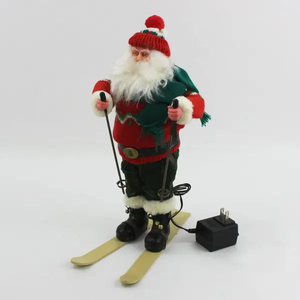 13 Inch Animated Musical Santa Skiing Figurine Christmas Decor