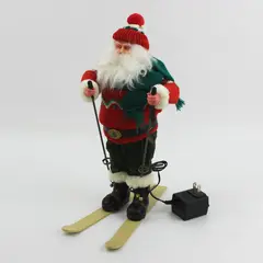 13 Inch Animated Musical Santa Skiing Figurine Christmas Decor