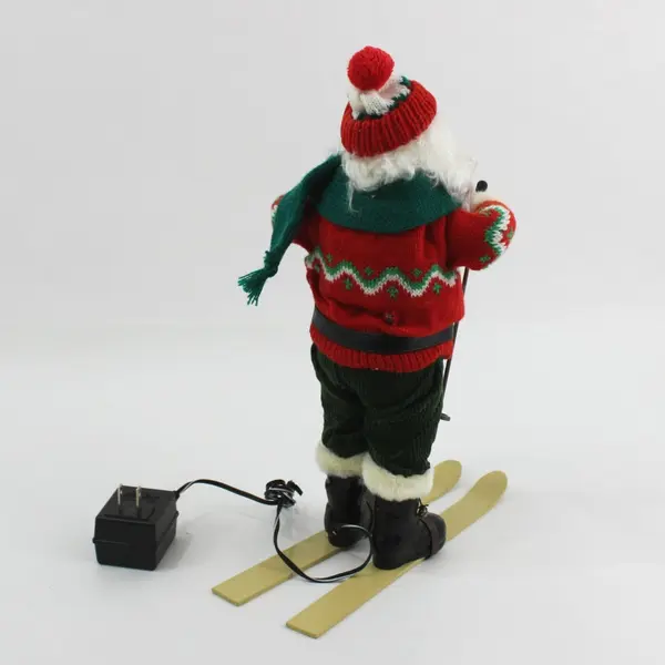 13 Inch Animated Musical Santa Skiing Figurine Christmas Decor