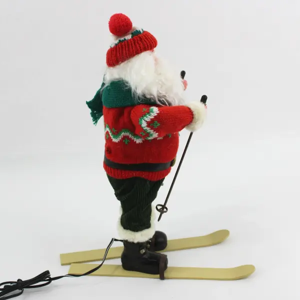 13 Inch Animated Musical Santa Skiing Figurine Christmas Decor