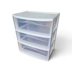 Sterilite 3 Drawer Storage Tower Plastic Organizer Translucent Drawers