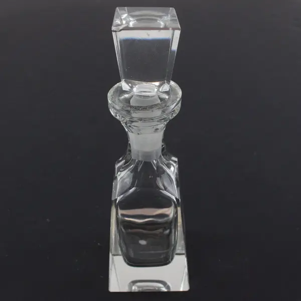 Crystal Glass Perfume Bottle Decanter Faceted Stopper 5.5 Inch