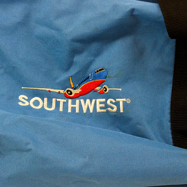 Southwest Airlines Embroidered Blue 22in Duffle Bag Travel Gym FLAWED