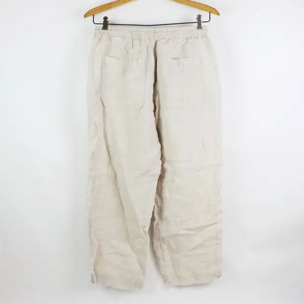 Banana Republic Women's Petite Medium Cream Cropped Linen Pants PM