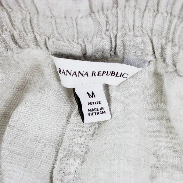 Banana Republic Women's Petite Medium Cream Cropped Linen Pants PM