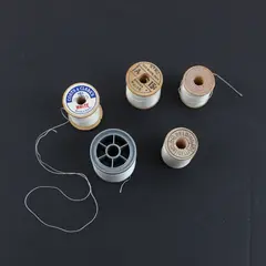 Lot of 5 White Sewing Thread Spools Coats & Clark's Belding Corticelli